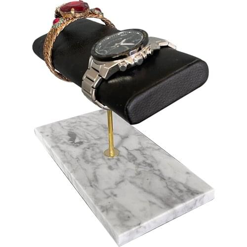 PU Leather Marble Watch Stand Holder Bracelet Bangles Watch Placement T-Bar Rack Jewelry Hard Display Stand Storage Holder