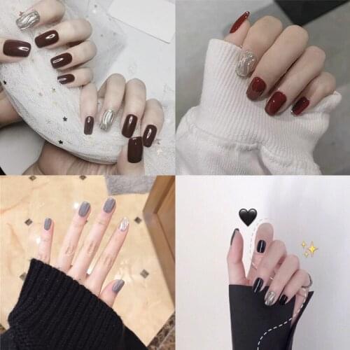 Multiple pure color with 3d Water ripple fake nails Japanese cute lady decorated false nails bride full nail tips Nail art