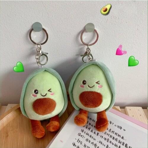 Kawaii Ins Girl Avocado Keychain Buckle Cute Plush Toy Pendant Lovers Bag Decoration Birthday Present Christmas Gift