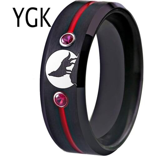 Tungsten Carbide Wolf Howling Moon Ring Mens Wedding Band Engagement Rings For Women Drop Shipping Anniversary Gift Rings