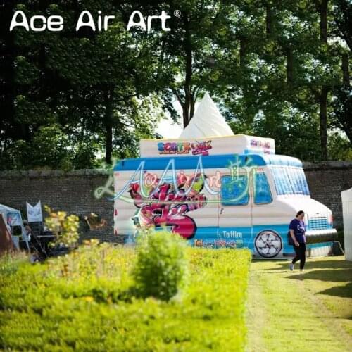 Giant truck replica inflatable ice cream van,ice cream sale stand,sign house for summer advertising