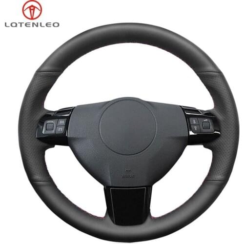 LQTENLEO Black Artificial Leather Car Steering Wheel Cover For Vauxhall Astra Signum Vectra (C) 2005-2009 Zaflra (B) 2005-2014