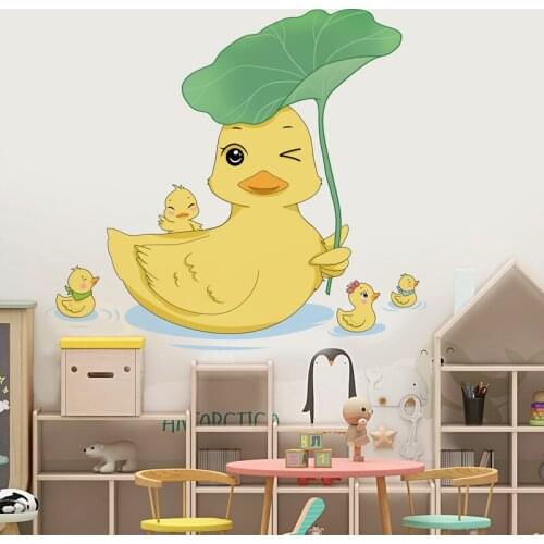 Cartoon Cute Ducks Wall Stickers for Kids Room Bedroom Decor Aesthetic Art Wall Decals Kindergarten Self Adhesive Wallpaper PVC