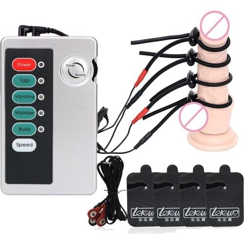 Male Electric Shock Penis Ring Electro Stimulation Physiotherapy Cock Ring Massage Pad Penis Erection Enhancer Couple Sex Tool