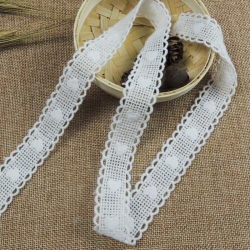 Natural retro cotton lace trim off white lace fabric ribbon with heart crocheted sewing lace DIY craft-QX