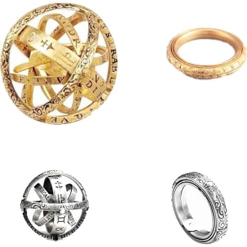 2020 New Silver Astronomical Ring Alloy Ball Creative Complex Rotating Cosmic Finger Mood Ring Jewelry Gifts For Men Women