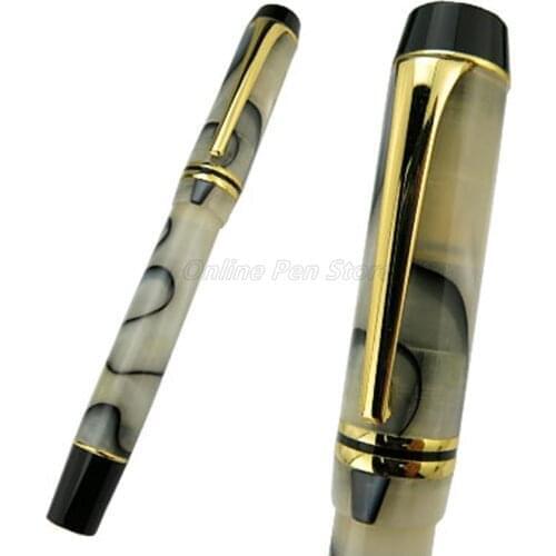 Kaigelu 316 Celluloid Marble Barrel 22KGP Medium Broad Nib Fountain Pen Professional Stationery Writing Pen Gift Accessory