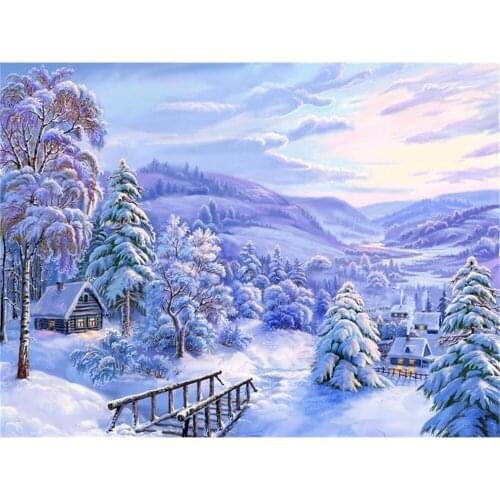 Scenery Winter Landscape DIY Embroidery Cross Stitch 11CT Kits Needlework Craft Set Printed Canvas Cotton Thread Home Sale Gift