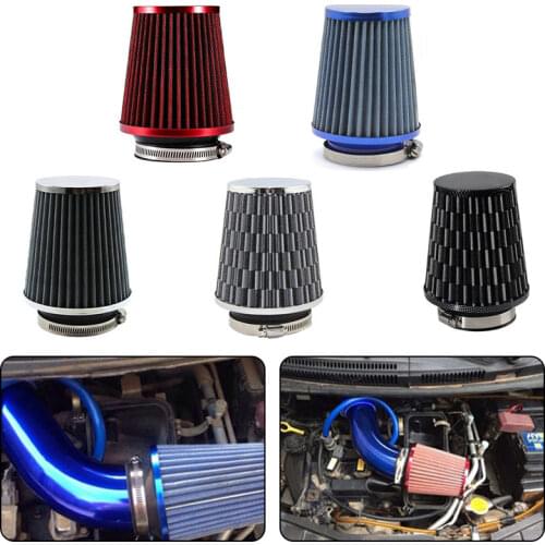 Universal Car Air Filter 76mm 3 Inch High Flow Car Cold Air Intake Filter Aluminum Non-woven Fabric Rustproof Air Intake Hose