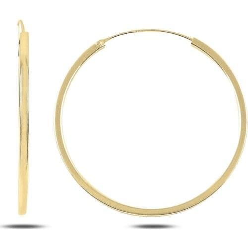 Silver 925 Sterling 40mm Simple Ring Earrings