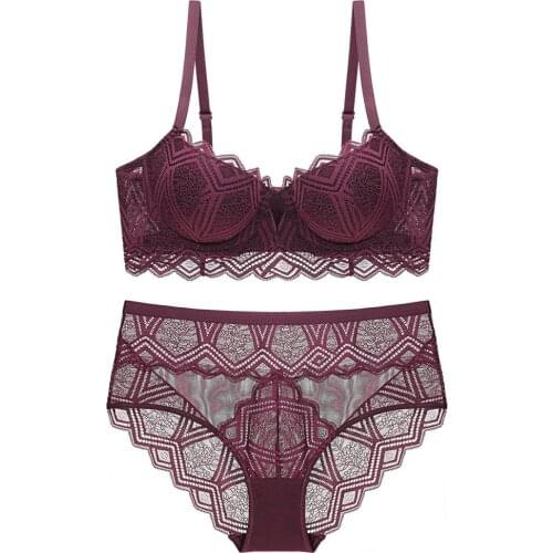 Sexy Mousse New 3 Color Lace Embroidery Gathered Steel Ring On The Thin And Thick Lingerie Set Sexy Bra Set Summer Women