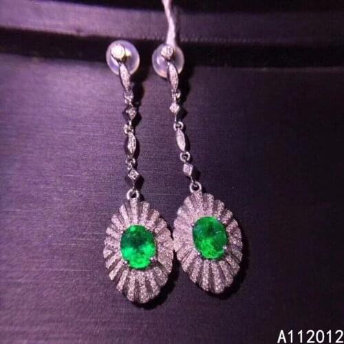 KJJEAXCMY fine jewelry natural Emerald 925 sterling silver classic girl new gemstone earrings Earbob support test