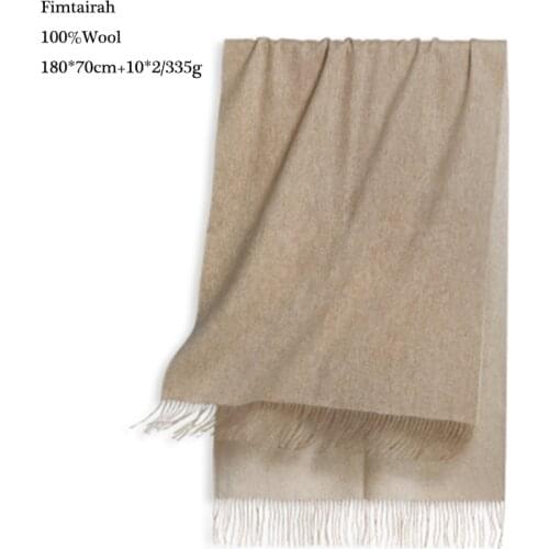 100% Pure Wool Pashmina Scarf Luxury Brand Women Ladies Shawl Wrap Warm Thicken Femme Woolen Maxi Large Cape Poncho Blanket
