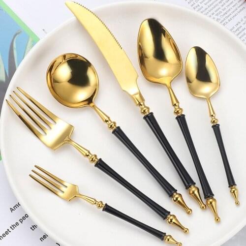 Nordic high-end legendary color seduct 304 stainless steel Western tableware tableware table fork knife teaspoon teaspoon fork