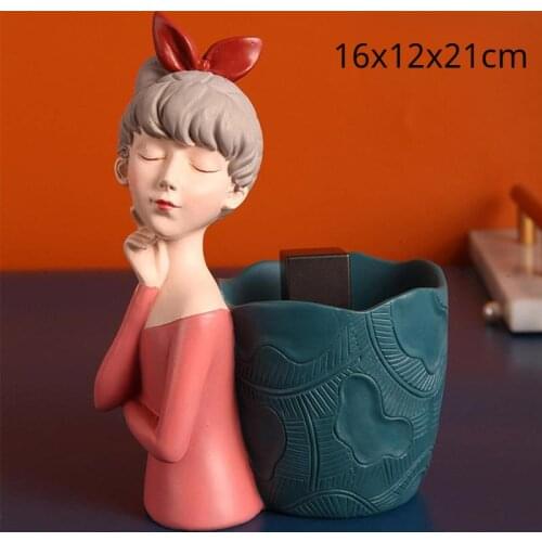 Resin Bow Girl Statue Storage Baskets Organizer Figurine Ornament Sculpture Decoration Home Accessorie Decoration Wedding Gifts