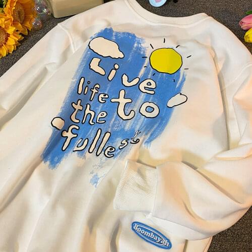 2021 Super Cute Letters Printing Sweatshirts for Teens Girls Harajuku Brand Designer O-neck Long Sleeve Cotton Pullovers Fashion