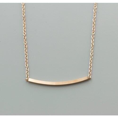 Vintage Jewelry Gold Color Thin Arc Bar Pendant Necklace Women Men Stainless Steel Ketting Collier Sautoir Long Bijoux Femme
