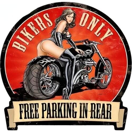 Creative Fine Car Styling Girl Bikers Only Parking Vintage Sign JDM Window Decal Car Accessories Vinyl Material Kk13*13cm