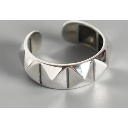 YIZIZAI Temperament Glossy rhombus Ring Opening Ring Silver Color Ring Jewelry For Women Gifts Party