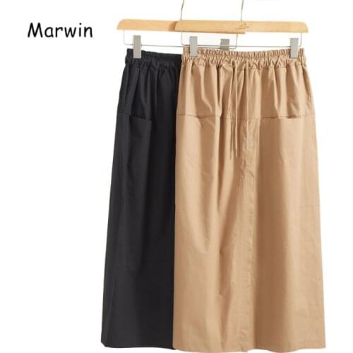 Marwin 2020 New-Coming Spring Solid Empire Mid-Calf Irregular High Street Style Women Skirts Soft Cotton Fashion