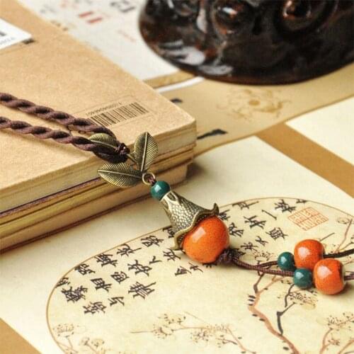 12 Pieces/Lot Simple Necklace For Women Ceramic Beads Strand Long Tassel Pendants Necklaces Sweater Chain Vintage Jewelry Gift