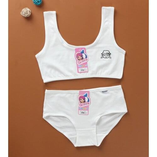 2018 Teenagers Girls Lingerie Cotton Underwear Sets Kids Young Girls Training Bras Puberty Students Bra Vest Brassiere Panties