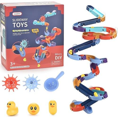 2021 New Ball Playing Water Building Block Water Toys ChildrenS Bathroom Bathing Track Set Baby Playing Water Track Toys