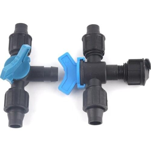 3pcs 16mm Drip Tape By-pass Valve Micro Irrigation Hose Pipe Connectors Hard Pipe 3-Way Bypass Valve With Washer Water Splitters