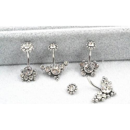 50pcs/Lot Surgical Steel Gems Navel Belly Ring Button Bar Internally Threaded Navel Body Piercing Jewelry 14G New Styles