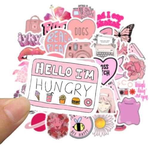50PCS Cartoon Pink VSCO Stickers For Chidren Toy Waterproof Sticker DIY Suitcase Laptop Bicycle Helmet Car Decals For Girl