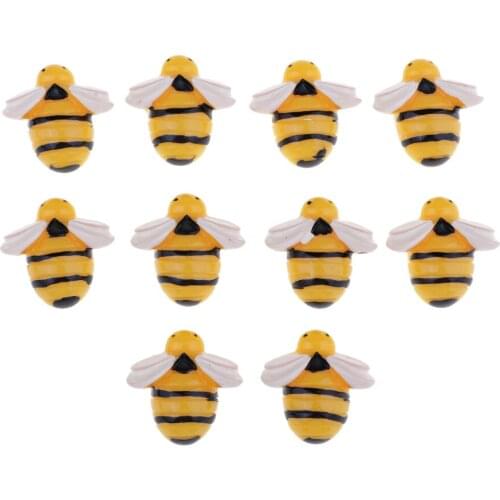 60 Pieces Resin Flatback Embellishment Bee Shape for Dollhouse Accessories Miniature Garden Ornaments