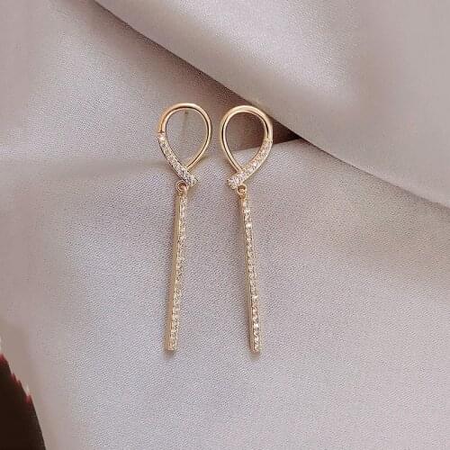 925 Sterling Silver Geometric Knot Long Drop Earring Mosaic Cubic Zircon Strip Earring Jewelry For Women S-E1103