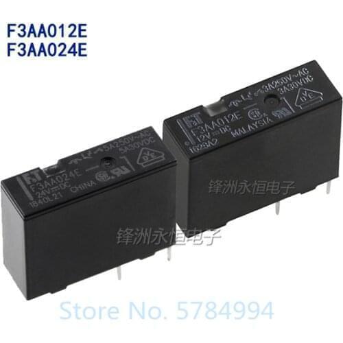Free Shipping 50PCS new original relay 100pcs F3AA024E 24VDC 4PIN 5A 250VAC F3AA005E (5V) F3AA012E (12V) 12VDC