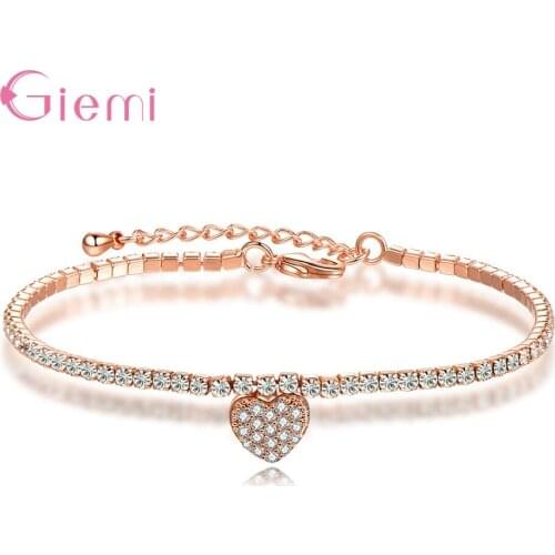 Latest Fashion Style Genuine 925 Sterling Silver Pendant Bracelet White/Rose Gold Color For Choice Elegant Women Jewelry Gift
