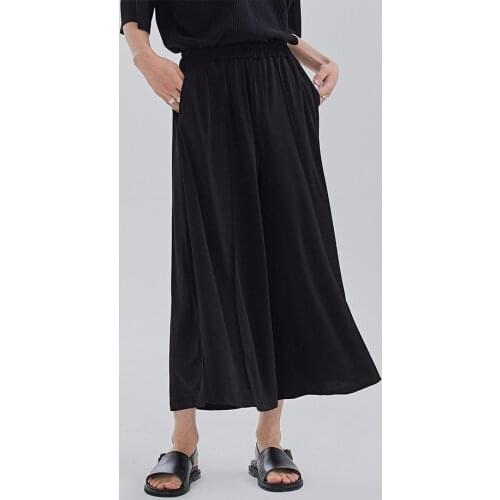 Mens pant Capris high drape summer thin style elegant straight casual loose size pants pleated wide leg pants skirt pants