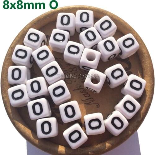 Lettres Buchstabe Bead Loose Square English Letter 1100pcs 8mm Cube White Black Single Alphabet A B C D E F G H I J K L M N