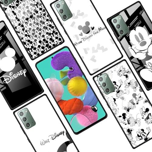 Mickey black and white for Samsung Galaxy Note 20 Ultra 10 Lite Plus 9 8 5G A70 A50 A40 A30 A20 Tempered Glass Phone Case