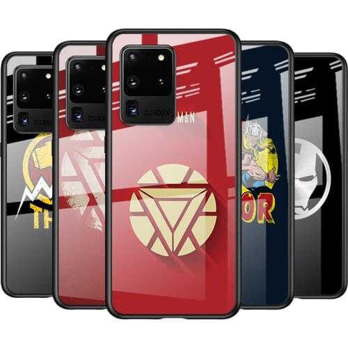 Tempered Glass Cover Marvel Avengers Hero Logo For Samsung Galaxy S21 Ultra Plus 5G M51 M31 M21 Shockproof Shell Phone Case