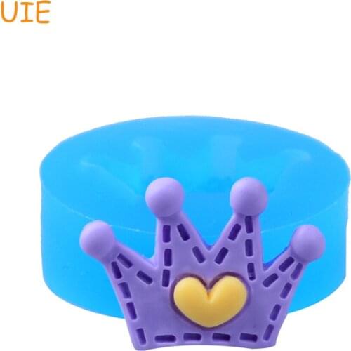 FYL492U 23.1mm Crown with Heart Silicone Push Mold - for Cupcake Topper, Fondant, Gum Paste, Candy, Resin Clay, Jewelry, Icing