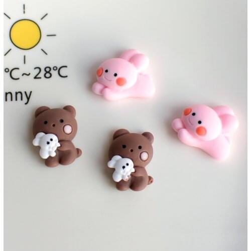 20pcs/lot kawaii resin Cute flower bear rabbit flatback cabochons For Hair Bow Centers DIY Scrapbooking Decor