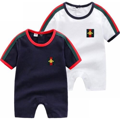 Summer Newborn baby clothes corset short-sleeved O-Neck Patchwork Striped clothing covered short ropa bebe baby boy girl romper