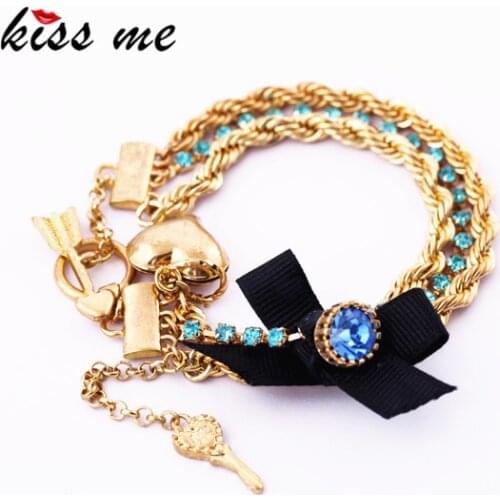 Fashion accessories peach heart bowWomen bracelet accessories Factory Wholesale