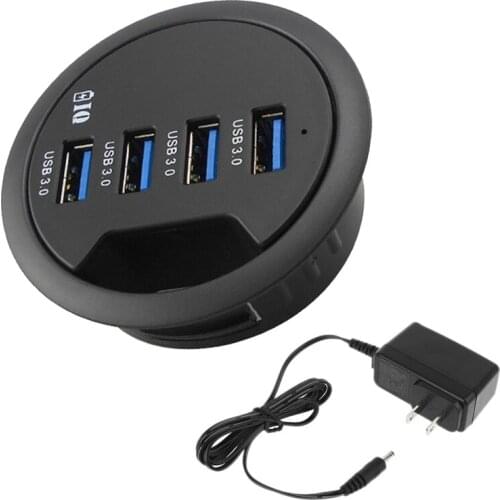 Mounting In-Desk 4 Ports USB 3.0 Hub Desk Adapter Multi Splitter for Desktop PC