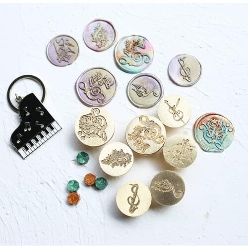 Music Theme Lacquered Seal Music Rose Sealing Wax Seal Stamps Wedding Card Decoration DIY Gifts