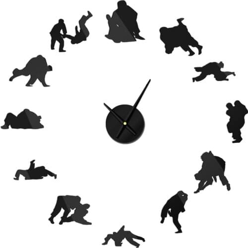Taekwondo Karate Wall Clock Martial Arts Karate Club Modern Wall Decor Fighting Sumo Sports Wrestling Exclusive Wall Clock Watch