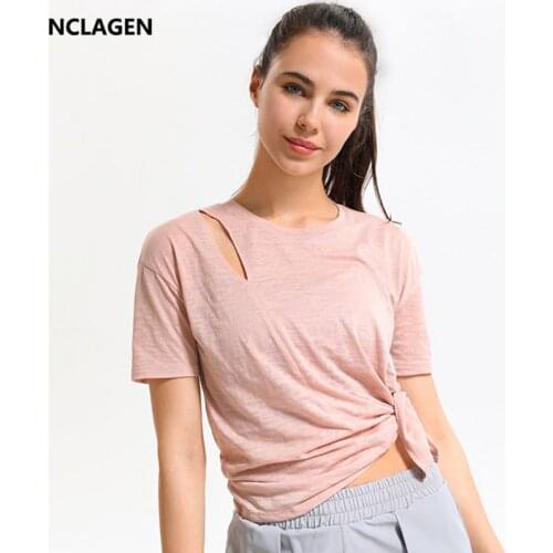NCLAGEN Sports Tops Gym Women 2021 Short Sleeve Workout Leisure T-shirt Loose And Thin Quick Drying Running Fitness Yoga Blouse