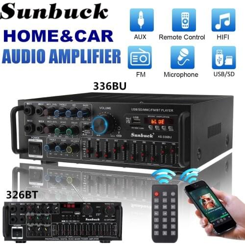 NEW 2000W Bluetooth Stereo Amplifier Surround Sound USB SD AMP FM DVD AUX LCD Display Home Cinema Karaoke Remote Control 336BU