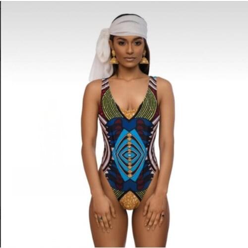 2021 New Summer Sexy African Women V-neck Printing Jumpsuit African Clothes for Women