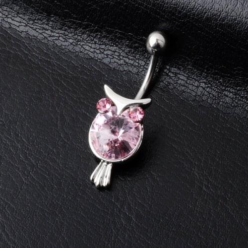 Cxwind Sexy Owl Dangling Navel Belly Button Rings Belly Piercing Crystal Surgical Steel Woman Body Jewelry Barbell Women Gift