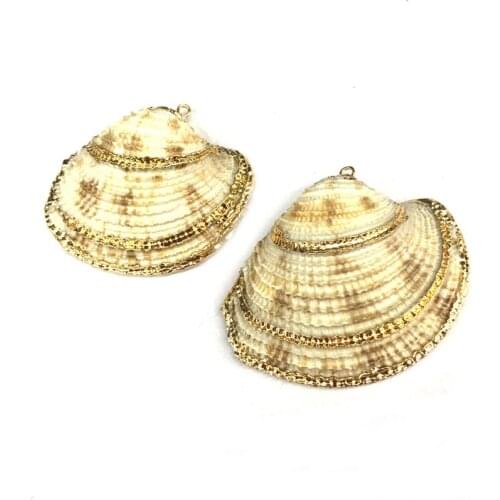 1PC Natural Seashell Charms Gold Plated Shell Pendant For DIY Handmade Jewelry Home Decoration Necklace Earring Accessories Gift